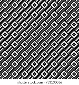Repeated rhombuses and stripes ornamental background. Diamonds and strokes wallpaper. Ethnic seamless surface pattern design with geometric figures. Tribal embroidery motif. Digital paper, page fill.