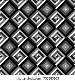 Repeated rhombuses and strokes ornamental background. Diamonds and stripes wallpaper. Ethnic seamless surface pattern design with geometric figures. Tribal embroidery motif. Digital paper, page fill.