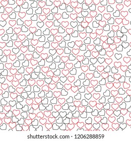 Repeated round dots and hearts drawn by hand with watercolour brush. Cute seamless pattern. Endless girly print. Vector illustration.