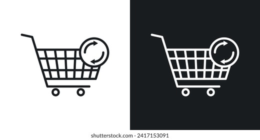 Icono de ventas repetidas diseñado en un estilo de línea sobre fondo blanco.