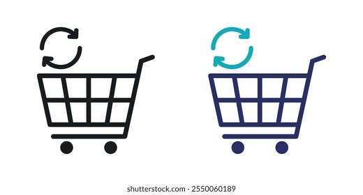 Ícone de vendas repetidas definido na versão em preto e colorido