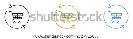 Repeated sales icon vector. Online shopping cart refresh and return symbol. vector illustration.