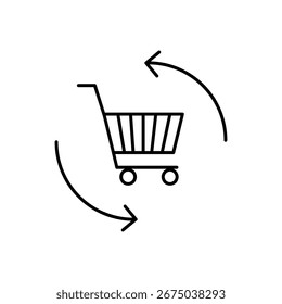 Ventas repetidas hechas en línea, ilustración lineal negra plana de Vector para Web y App.. eps