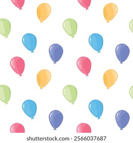 repeated seamless pattern with colorful balloons for wallpaper, wrapping paper, textile. pattern for babies and kids.