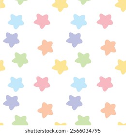 repeated seamless pattern of colorful cute stars