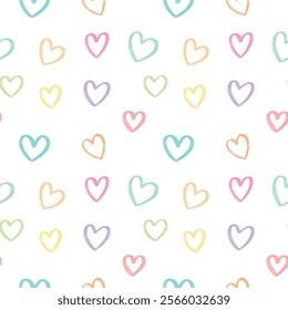 repeated seamless pattern of cute colorful heart shaped