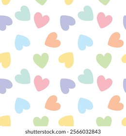 repeated seamless pattern of cute colorful heart shaped