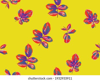 Papel tapiz de Peony de primavera repetida. Colección de patrones de hojas de rosa inglesas pintadas. Diseño textil de verano. Fondo del vector botánico azafrán amarillo y rojo romántico. Rose Deja Un Patrón Sin Marea.