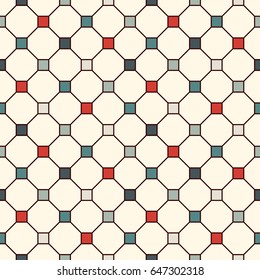 Repeated squares abstract background. Minimalist seamless surface pattern with geometric ornament. Simple modern print. Checkered wallpaper. Vector art