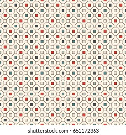 Repeated squares abstract background. Minimalist seamless surface pattern with geometric ornament. Simple modern print. Checkered wallpaper. Vector art