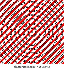 Repeated stylized color circles and  lines ornament. Abstract background. Creative wallpaper. Vector illustration