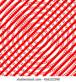 Repeated stylized red circles and  lines ornament. Abstract background. Creative wallpaper. Vector illustration