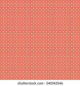 Repeated stylized red squares on yellow background. Seamless Chinese window tracery pattern. Symmetric geometric abstract wallpaper. Trellis motif. Digital paper, textile print. Vector illustration