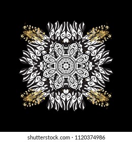 Repeated texture for surface, wrapping paper, Snowflake on black, gray and white colors. Winter snowflakes, vector background.