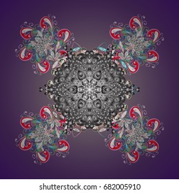 Repeated texture for surface, wrapping paper, Snowflake on colored background. Winter snowflakes, vector background.