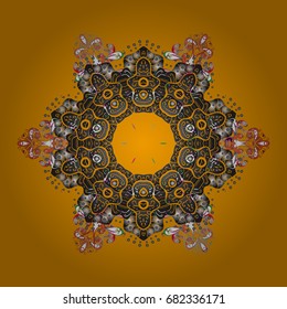 Repeated texture for surface, wrapping paper, on colorful background. Winter snowflake, vector background. Isolated nice snowflakes on colorful background. Vector illustration.