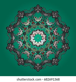 Repeated texture for surface, wrapping paper, on colorful background. Vector illustration. Winter snowflake, vector background. Isolated nice snowflakes on colorful background.