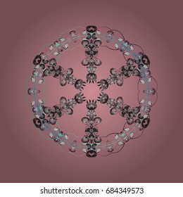 Repeated texture for surface, wrapping paper, on colored background. Isolated nice snowflakes on colorful background. Vector illustration. Winter snowflake, vector background.