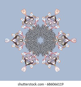 Repeated texture for surface, wrapping paper, on colorful background. Vector illustration. Winter snowflake, vector background. Isolated nice snowflakes on colorful background.