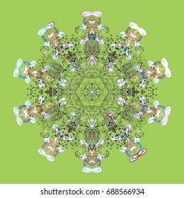 Repeated texture for surface, wrapping paper, Snowflake on colored background. Winter snowflakes, vector background.