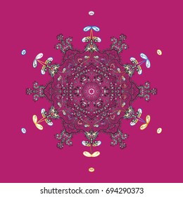 Repeated texture for surface, wrapping paper, Snowflake on colorful background. Winter snowflakes, vector background.