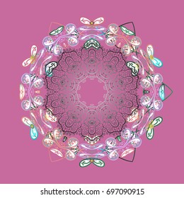 Repeated texture for surface, wrapping paper, Snowflake on colorful background. Winter snowflakes, vector background.