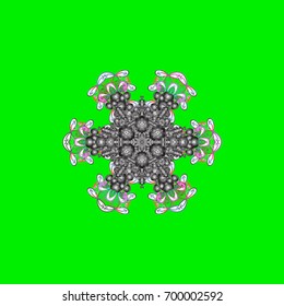 Repeated texture for surface, wrapping paper, on colorful background. Vector illustration. Winter snowflake, vector background. Isolated nice snowflakes on colorful background.
