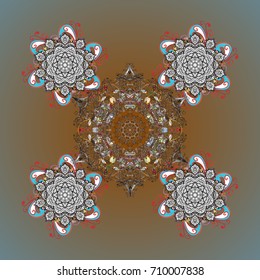 Repeated texture for surface, wrapping paper, Snowflake on colored background. Winter snowflakes, vector background.