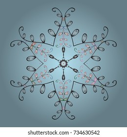 Repeated texture for surface, wrapping paper, Snowflake on neutral, gray and white colors. Winter snowflakes, vector background.