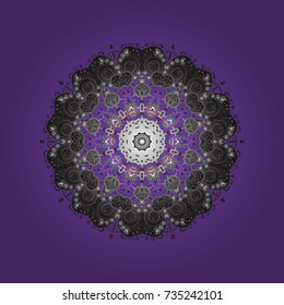 Repeated texture for surface, wrapping paper, Snowflake on violet, gray and brown colors. Winter snowflakes, vector background.