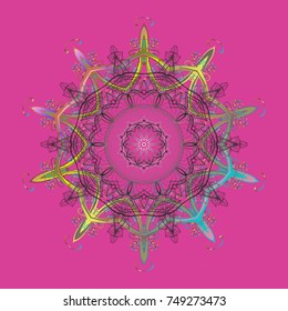 Repeated texture for surface, wrapping paper, Snowflake on pink, gray and brown colors. Winter snowflakes, vector background.
