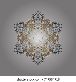 Repeated texture for surface, wrapping paper, Snowflake on gray, beige and white colors. Winter snowflakes, vector background.