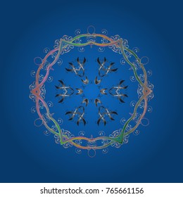 Repeated texture for surface, wrapping paper, on blue, gray and neutral colors. Vector illustration. Winter snowflake, vector background. Isolated nice snowflakes on colorful background.