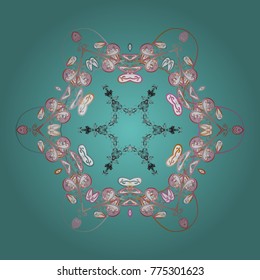 Repeated texture for surface, wrapping paper, Snowflake on blue, neutral and white colors. Winter snowflakes, vector background.