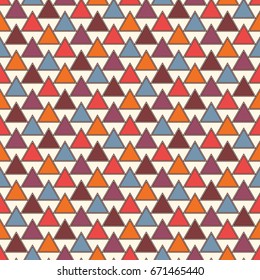 Repeated triangles on white background. Simple abstract wallpaper. Seamless surface pattern design with geometric figures. Modern style digital paper, textile print, page fill. Vector art