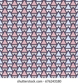 Repeated triangles on white background. Simple abstract wallpaper. Seamless surface pattern design with geometric figures. Modern style digital paper, textile print, page fill. Vector art