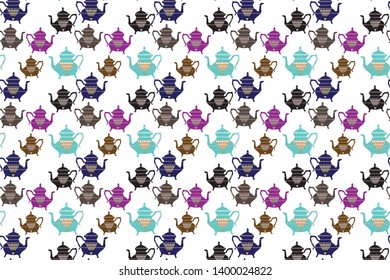 repeated vector pattern of moroccan tea pots,repetitive elements,vector illustration.