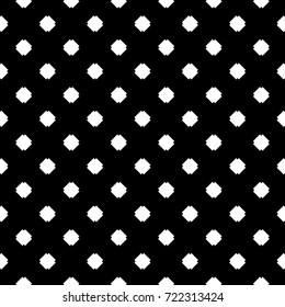 Repeated white mini crosses on black background. Seamless surface pattern design with simple ornament. Crisscross wallpaper. Crossing strokes motif. Multiplication signs. Digital paper with x shapes.