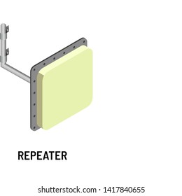 Repeater isolated object net signal extender transmitter and receiver vector electric device technological station supply or equipment frequency or braud rate telephone and television broadcasting