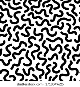  Repeating abstract background with chaotic random waves. Trendy hipster print. Vector seamless pattern.
