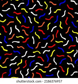 Repeating abstract background with chaotic random waves. Trendy hipster print. Vector seamless pattern.