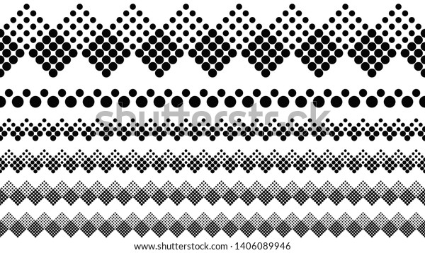 Repeating abstract circle pattern page break set\
- monochrome vector graphic\
elements