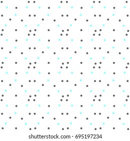 Repeating abstract dots, seamless background pattern with pastel blue and black circles on white background. VECTOR eps 10