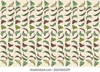 Repeating abstract drawing of leaf on soft brown  background.