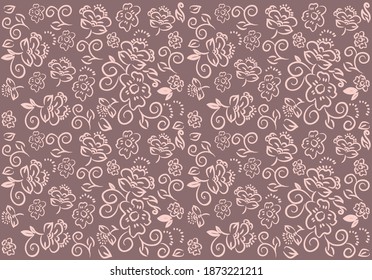 Repeating abstract floral print. An original graphic template for creating decorative wallpapers, fabric prints, fashion clothes, paper, canvas, romantic gift wrapping, toys, candy