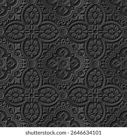 A repeating abstract pattern in grays featuring intricate designs.