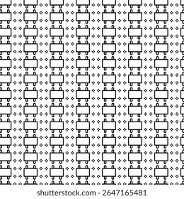 Padrão abstrato repetitivo com blocos retangulares e motivos de pontos florais. Design monocromático, estruturado e moderno, perfeito para têxteis, fundos ou papel de parede.