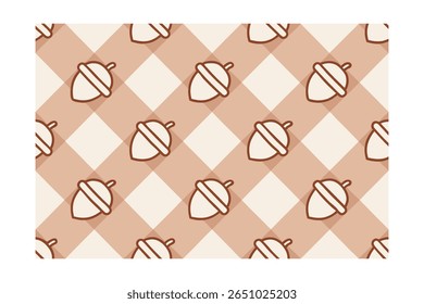 Repetindo ícones de bolota em um padrão de gingham.