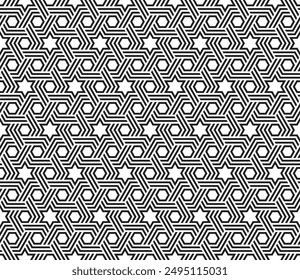Repitiendo el patrón árabe del mosaico en forma de estrella. Geometric Arabesque Patrón sin fisuras de Vector imprimible.