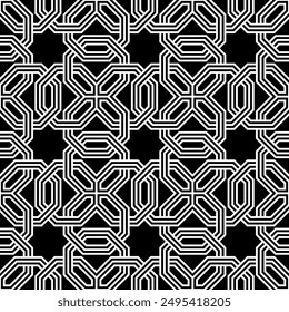 Repeating Arabian pattern of Star shaped mosaic. Geometric Arabesque Seamless pattern of printable vector.